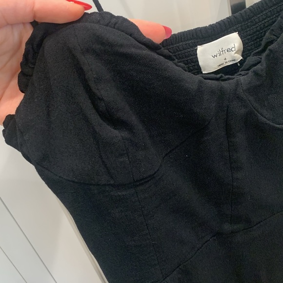 Aritzia Wilfred fable dress black tie straps smocked back bustier front - Picture 5 of 10